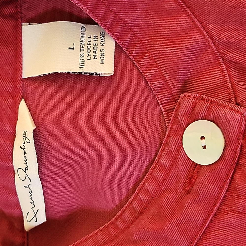 French Laundry Tencel Red Button Down Flap Button Close Shirt Jacket Size Large. - Picture 3 of 7